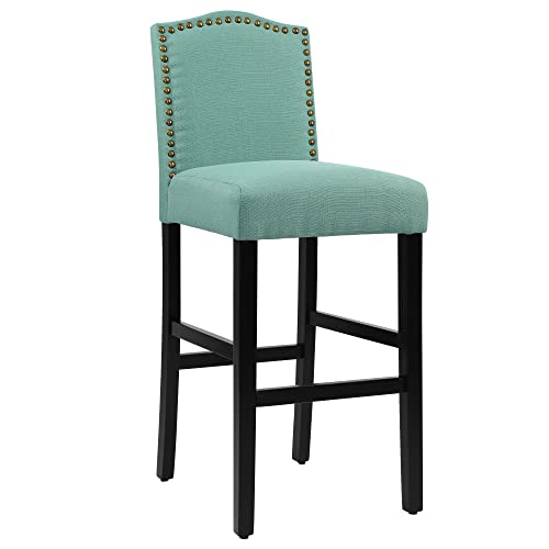 LSSBOUGHT 30 Inches Barstools, Set of 2 Classic Fabric Bar Chairs with Solid Wood Legs,for Kitchen Dining Room Side Chairs(Laguna)