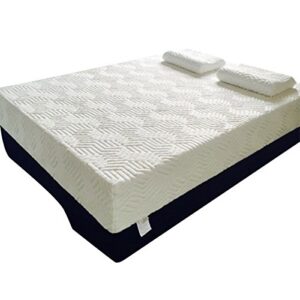 12" Three Layers Cool Medium High Softness Cotton Mattress with 2 Pillows (Queen Size) White