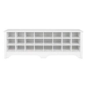 Prepac 24 Shoe Cubby Wide Hall Bench, 15.5" D x 60" W x 20.25" H, White