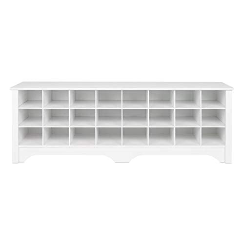 Prepac 24 Shoe Cubby Wide Hall Bench, 15.5" D x 60" W x 20.25" H, White