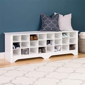 Prepac 24 Shoe Cubby Wide Hall Bench, 15.5" D x 60" W x 20.25" H, White