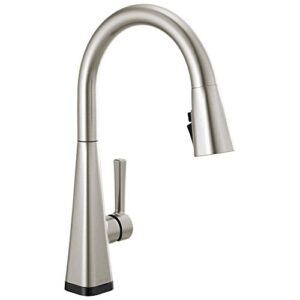 delta faucet lenta touch kitchen faucet brushed nickel, kitchen faucets with pull down sprayer, kitchen sink faucet, faucet for kitchen sink, touch2o technology, spotshield stainless 19802tz-sp-dst