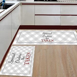 OPLJ Modern Home Doormat Kitchen Grid Text Living Room Balcony Carpet Bedroom Kitchen Non-Slip Long Rug A1 40x60cm+40x120cm