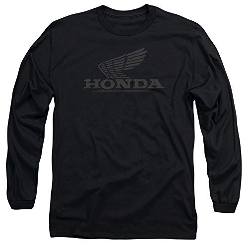 Trevco Honda Vintage Wing Unisex Adult Long-Sleeve T Shirt for Men and Women, X-Large Black