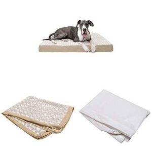 furhaven pet bundle – jumbo plus cream deluxe orthopedic ultra plush faux fur mattress, extra dog bed cover, & water-resistant mattress liner for dogs & cats