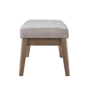 24KF Velvet Upholstered Tufted Bench with Solid Wood Leg,Ottoman with Padded Seat-Taupe