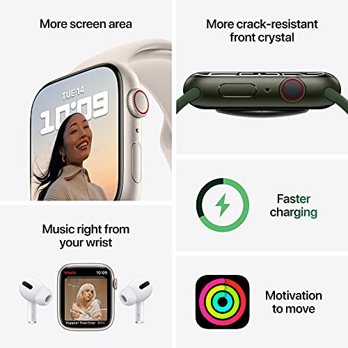 Apple Watch Series 7 [GPS + Cellular 45mm] Smart Watch w/ Silver Stainless Steel Case with Starlight Sport Band. Fitness Tracker, Blood Oxygen & ECG Apps, Always-On Retina Display, Water Resistant