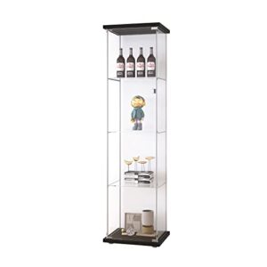 fanyushow glass-door cabinet, 4-shelf curio cabinet,glass display shelf,glass display cabinet,black