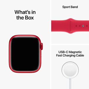 Apple Watch Series 8 [GPS 41mm] Smart Watch w/ (Product) RED Aluminum Case with (Product) RED Sport Band - M/L. Fitness Tracker, Blood Oxygen & ECG Apps, Always-On Retina Display, Water Resistant