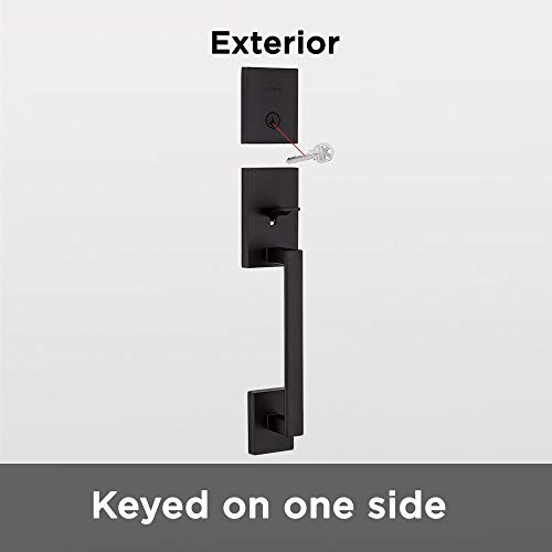 Kwikset San Clemente 98180-007 Single Cylinder Low Profile Deadbolt Exterior Only Handle Featuring Smartkey® In Matte Black