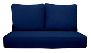 rsh décor indoor outdoor deep seating loveseat cushion set, 1- 46” x 26” x 5” seat and 2- 25” x 21” backs, choose color (royal blue)
