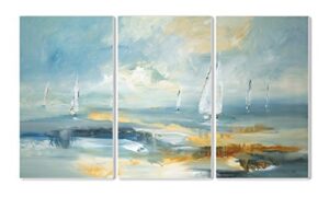 stupell home décor sailboats on the sea triptych wall plaque art set, 11 x 0.5 x 17, proudly made in usa
