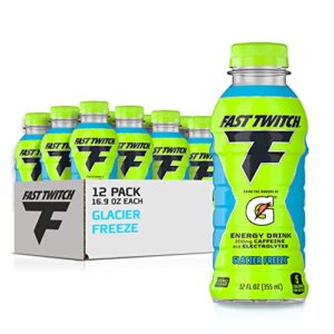 fast twitch energy drink from gatorade, glacier freeze, 12oz bottles, (12 pack), 200mg caffeine, zero sugar, electrolytes