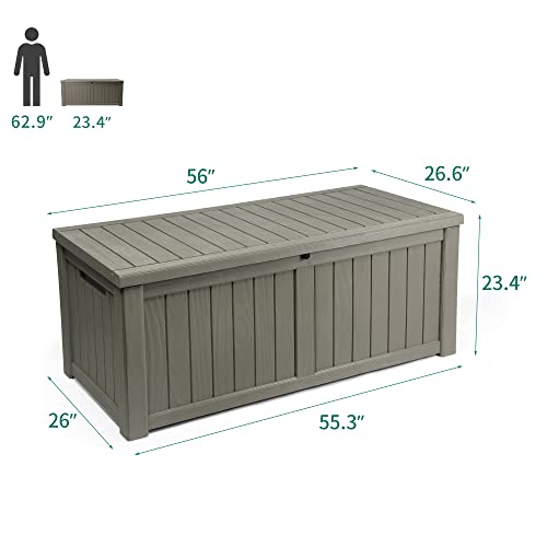 YITAHOME 120 Gallon Outdoor Storage Deck Box, Large Resin Patio Storage for Outdoor Pillows, Garden Tools and Pool Supplies, Waterproof, Lockable (Light Brown)