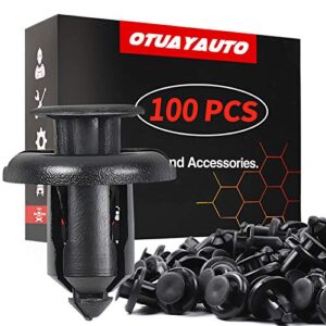 otuayauto 100pcs bumper clips, 10mm fender liner clip for honda cr-v accord civic and acura, plastic rivet retainer clips replace oem: 91503-sz3-003