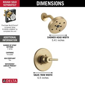 Delta Faucet Trinsic 14 Series Single-Function Shower Trim Kit with Single-Spray H2Okinetic Shower Head, Champagne Bronze T14259-CZ (Valve Not Included)