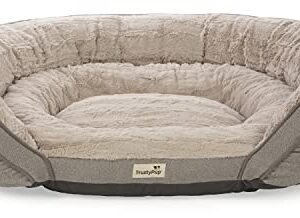 TrustyPup Snuggle Soother Bolstered Couch Cuddler Memory Foam Pet Bed - Gray, Extra Large