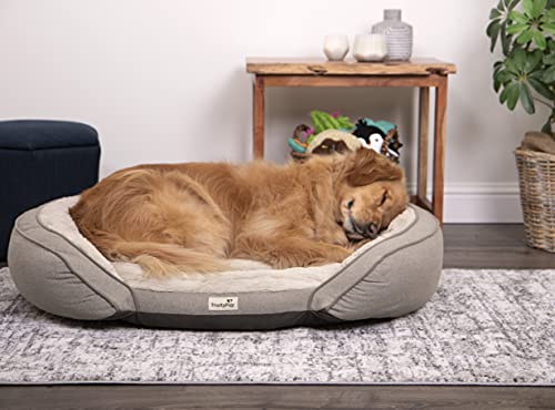 TrustyPup Snuggle Soother Bolstered Couch Cuddler Memory Foam Pet Bed - Gray, Extra Large