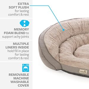 TrustyPup Snuggle Soother Bolstered Couch Cuddler Memory Foam Pet Bed - Gray, Extra Large