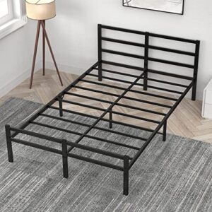 mr ironstone queen size bed frame with headboard platform bed with storage no box spring needed assembly mattress foundation，black
