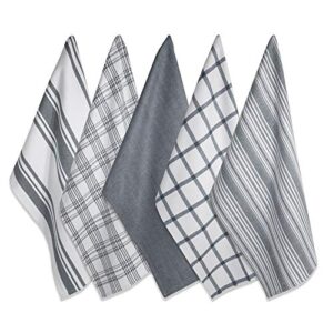 dii assorted woven, kitchen dishtowel set, 18×28, gray, 5 piece