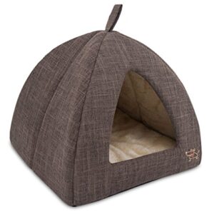 Pet Tent-Soft Bed for Dog and Cat by Best Pet Supplies - Brown Linen, 19" x 19" x H:19"