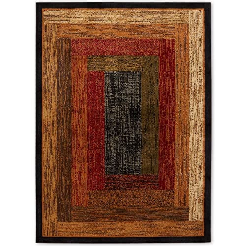 Home Dynamix Royalty Vega Contemporary Geometric Area Rug, Black/Brown, 6'5"x9'5"