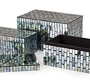 IMAX 96114-3 Aramis Set of 3 Mosaic Boxes, Black/Blue