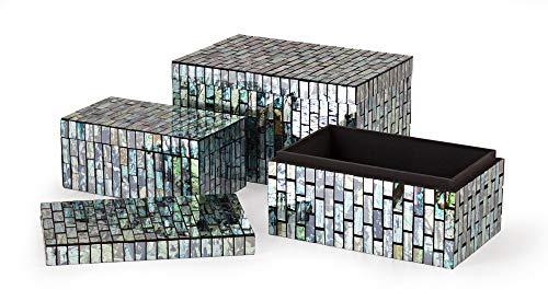 IMAX 96114-3 Aramis Set of 3 Mosaic Boxes, Black/Blue