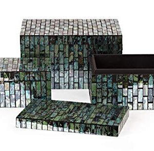 IMAX 96114-3 Aramis Set of 3 Mosaic Boxes, Black/Blue