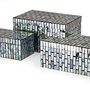 IMAX 96114-3 Aramis Set of 3 Mosaic Boxes, Black/Blue