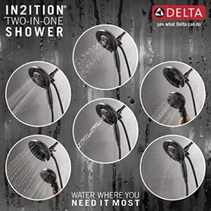 Delta Faucet 5-Spray In2ition Dual Shower Head with Handheld Spray, H2Okinetic Matte Black Shower Head with Hose, Showerheads, Handheld Shower Heads, Magnetic Docking, Matte Black 58480-BL-PK