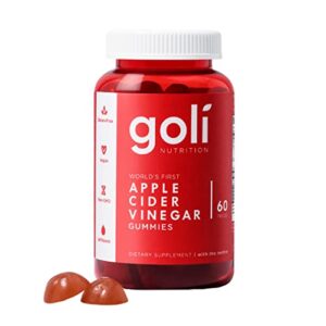 goli apple cider vinegar gummy vitamins – 60 count – vitamins b9 & b12, gelatin-free, gluten-free, vegan & non-gmo