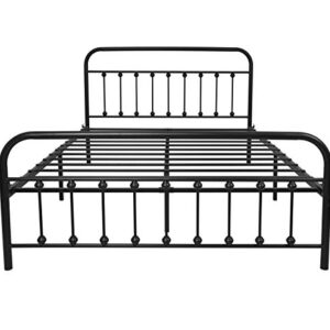 NEEBIRGELIA Black Metal Bed Frame Queen Size with Headboard and Footboard Single Platform Mattress Base,Metal Tube and Iron-Art Bed（Queen,Black）