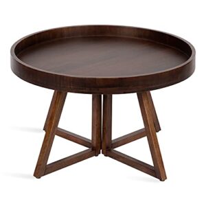 Kate and Laurel Avery Round Wood Coffee Table, 30" Diameter, Walnut Brown