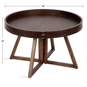 Kate and Laurel Avery Round Wood Coffee Table, 30" Diameter, Walnut Brown