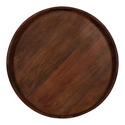 Kate and Laurel Avery Round Wood Coffee Table, 30" Diameter, Walnut Brown