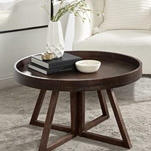 Kate and Laurel Avery Round Wood Coffee Table, 30" Diameter, Walnut Brown