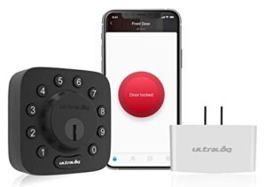 smart lock, ultraloq u-bolt with bridge wifi adaptor, 5-in-1 keyless entry door lock with wifi, app, bluetooth and keypad, smart door lock, smart deadbolt, ansi grade 1 certified- black