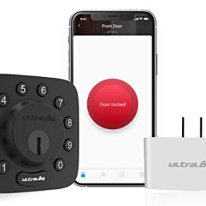 Smart Lock, ULTRALOQ U-Bolt with Bridge WiFi Adaptor, 5-in-1 Keyless Entry Door Lock with WiFi, App, Bluetooth and Keypad, Smart Door Lock, Smart Deadbolt, ANSI Grade 1 Certified- Black