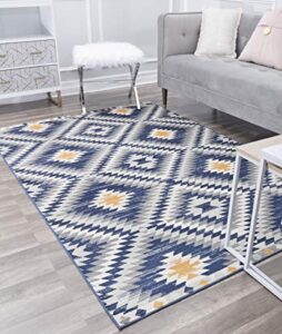 cosmoliving by cosmopolitan amaia area rug, 5 ft x 7 ft, kilim cadet
