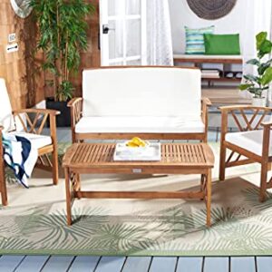 SAFAVIEH Outdoor Collection Fontana Natural/ Beige 4-Piece Conversation Patio Set with Cushions