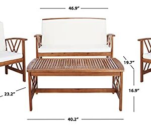 SAFAVIEH Outdoor Collection Fontana Natural/ Beige 4-Piece Conversation Patio Set with Cushions