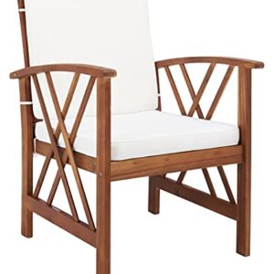 SAFAVIEH Outdoor Collection Fontana Natural/ Beige 4-Piece Conversation Patio Set with Cushions