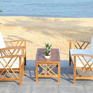 SAFAVIEH Outdoor Collection Fontana Natural/ Beige 4-Piece Conversation Patio Set with Cushions