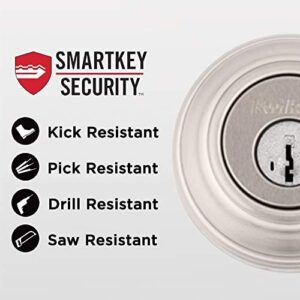 Kwikset Cameron Keyed Entry Door Knob and Single Cylinder Deadbolt Combo Pack with Microban Antimicrobial Protection featuring SmartKey Security in Satin Nickel