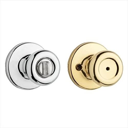 Kwikset 300T-326V1 Tylo Knob Privacy Door Lock with New Chassis with 6AL Latch and RCS Strike Brass by Bright Chrome Finish