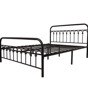 YALAXON Vintage Sturdy Queen Size Metal Bed Frame with Headboard and Footboard Basic Bed Frame No Box Spring Needed (Queen,Black)