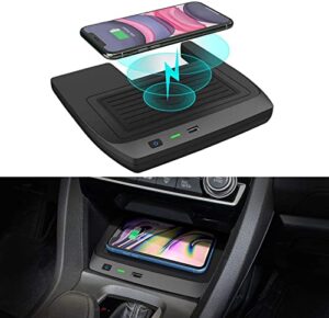 carqiwireless wireless charger for honda civic 2016-2021 with usb port, wireless charging pad for honda civic hatchback si coupe type r accessories 2021 2020 2019 2018 2017 2016