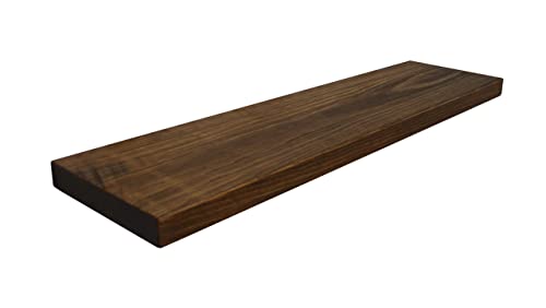 Joel’s Antiques, 2" Thick x 12" Deep, Floating Shelf, Heavy Duty, Easy Hang, Solid Wood, Rustic/Contemporary, USA Handmade, 60", Medium Brown